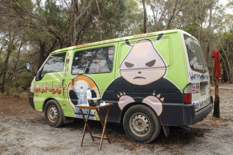 The campervans' crude slogans and cartoons have prompted howls of protest across Australia.