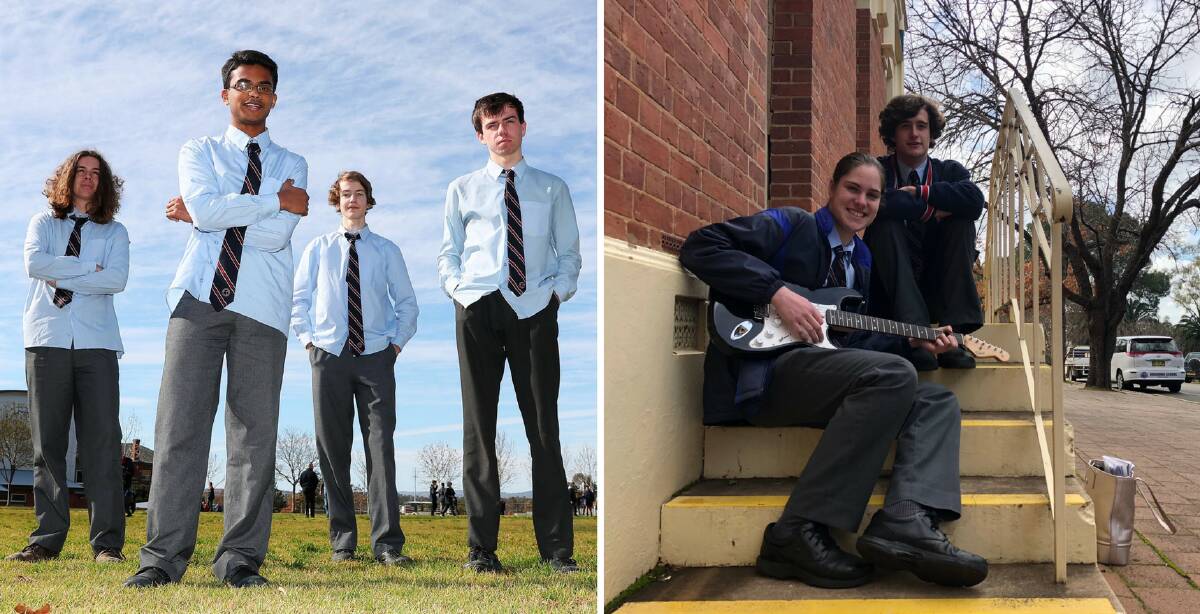 LOOK OUT: Heatstroke (Sam Campbell-McCrea, 17, Noyal Tharayil, 17, Peter Froon, 16, and Dan Osgood, 16) and The Rockpool members Thomas Brereton, 18, and Samuel Butt, 16, have bright futures, according to their music teacher. Pictures: Emma Hillier and Jess Whitty 