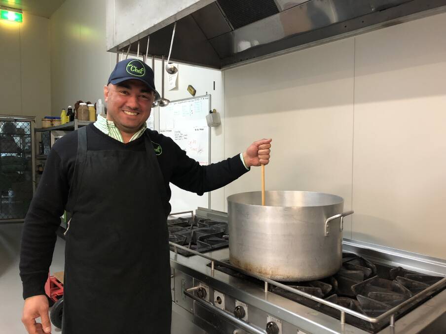 MEAL PREPARATION: Frank Coorey's business will be providing a beef and vegetable soup for the Vinnies Sleepout. Picture: Annie Lewis 