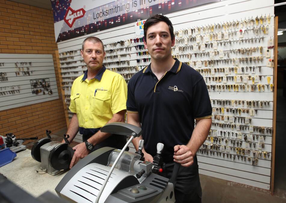 PRACTICAL SOLUTIONS: Mark Sawer and Charles McMahon say the most important thing is to lock your homes and cars, no matter what. Picture: Les Smith 