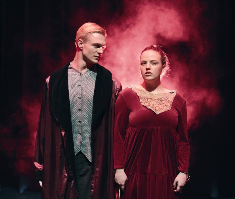 STAGE RIGHT: Charles Sturt University students Charles Sykes as Macbeth and Claire Honeywood as Lady Macbeth in the University Theatre Ensemble. Picture: Haley Kotzur
