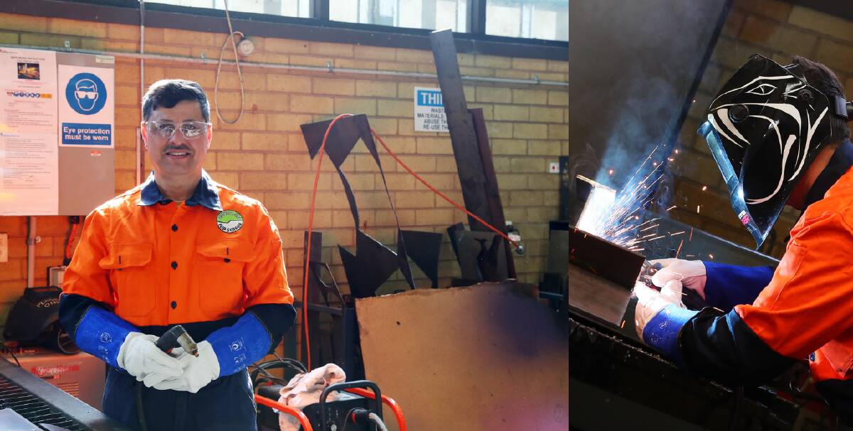 HARD AT WORK: Oday Rashed says he loves being able to weld and having a job gives him a sense of purpose. Pictures: Emma Hillier 