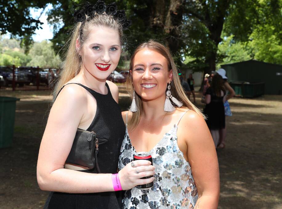 FLASHBACK TO LAST YEAR: Meg Sturgess and Olivia Skein both from Tumut at the 2017 Tumut Boxing Day Races. 