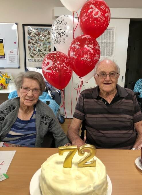 Dossie and Harold Corben celebrating their 72nd second anniversary at The Haven with fellow residents and staff.