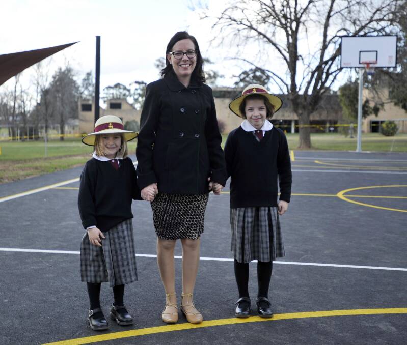 CALLS FOR SUPPORT: Charlotte, Emma and Lily Vieira. Dr Vieira said the school is calling for outside support to accommodate the school's growing enrolment numbers. Picture: Chelsea Sutton 