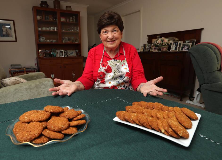 CLASSIC RECIPE: Nana Norma Judd whips up a batch of the Aussie favourite, Anzac biscuits. Picture: Les Smith 