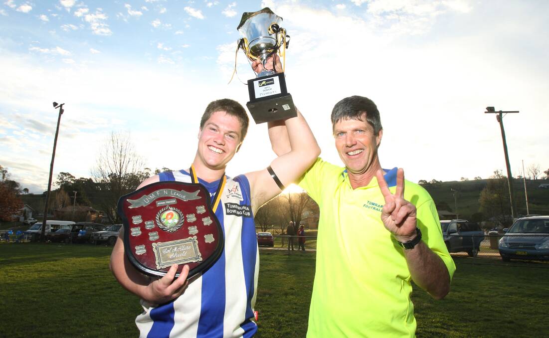 HAPPIER TIMES: Tumbarumba president Mont Waters (right) is in favour of re-establishing the reserves competition in the Upper Murray league.