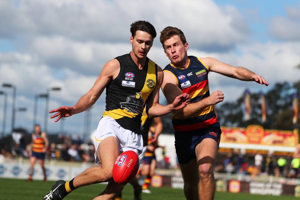 SIGNED: Hamish Gilmore in action for Wagga Tigers. The talented Tiger is set to bolster Lavington's defence and has the ability to play key position. 
