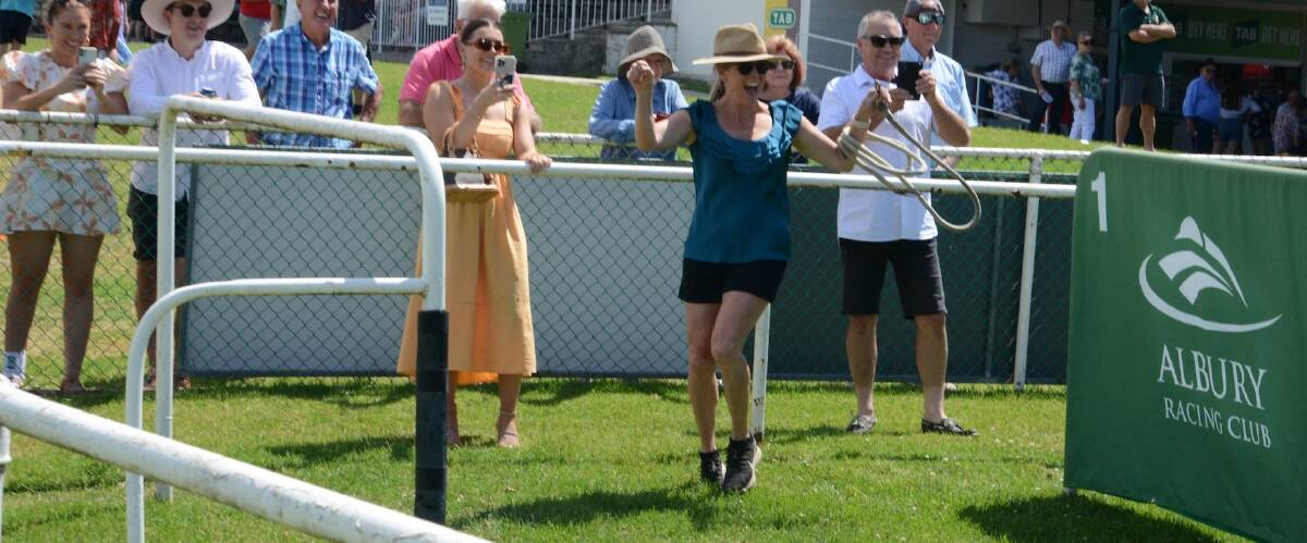 JUMPING FOR JOY: Albury trainer Jodie Bohr was delighted with the win of Classy Nigella who broke through for her first career win. Picture: STEVE SHAW - TRACKPIX