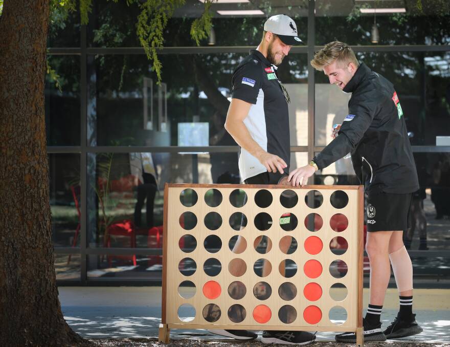 MORE THAN A GAME: Sam Murray, pictured with Ben Reid, has roared into contention for round one after impressing at Collingwood this pre-season. Picture: KYLIE ESLER
