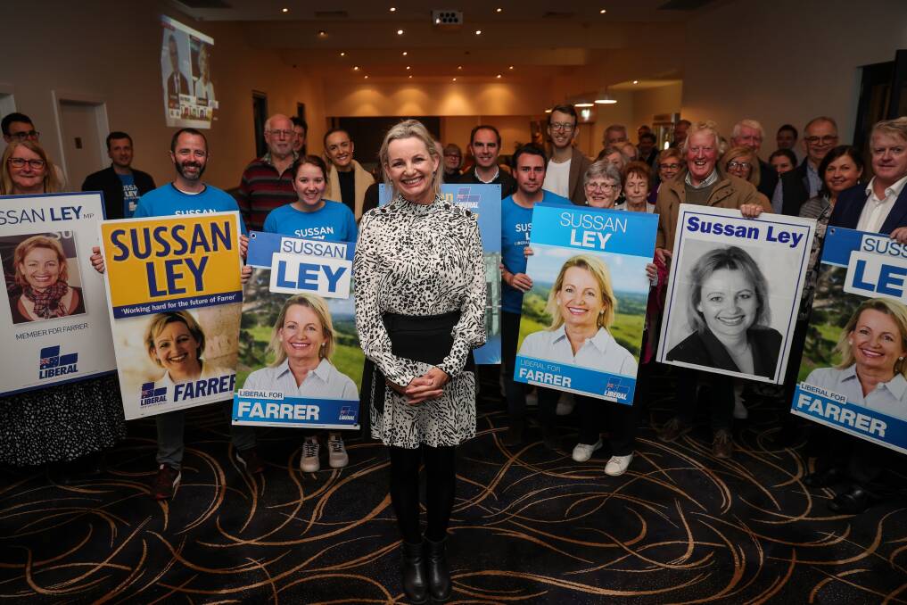 Farrer MP Sussan Ley after retaining her seat at the 2022 federal election. The deputy Liberal Party leader has avoided a preselection challenge from Jean Haynes. Picture by James Wiltshire