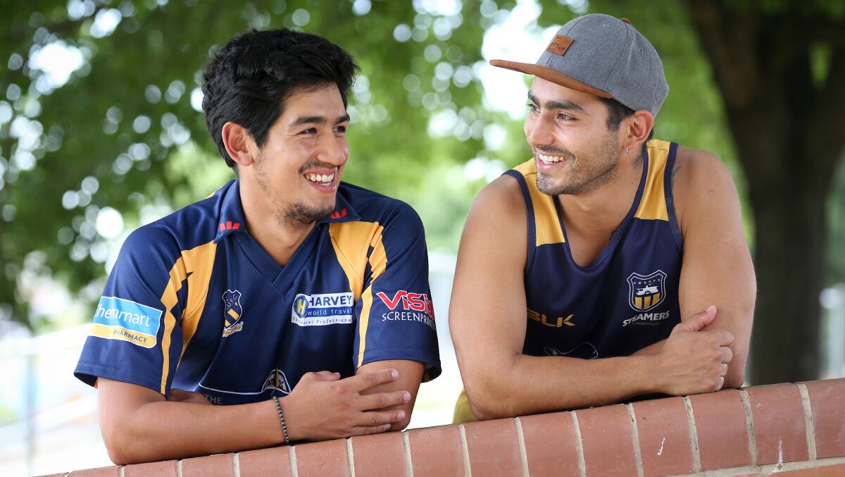 WELCOME ABOARD: Chilean recruits Benjamin Cortez and Ignacio Ceppi are excited to pull on the boots for the Albury-Wodonga Steamers this season. Picture: KYLIE ESLER