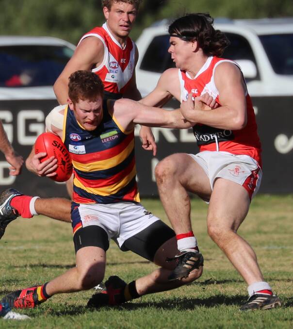 RECRUIT: Collingullie-Glenfield Park premiership midfielder Nick Kennedy (right) has signed with Tumbarumba for the remainder of the Upper Murray season. Picture: Les Smith
