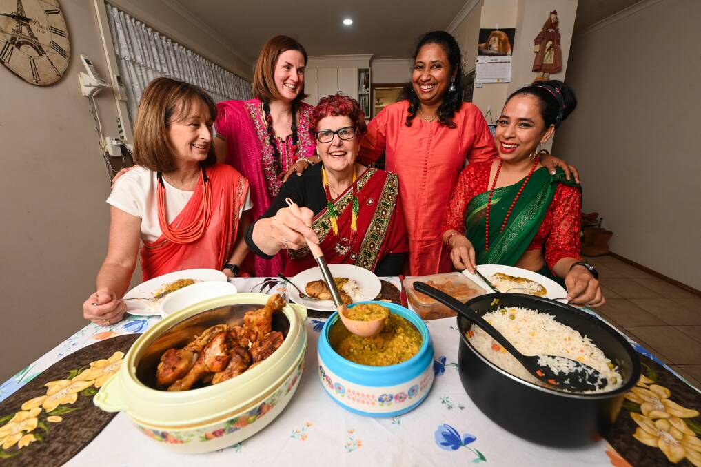 REUNITED: Irene Kauter has lunch with Albury Wodonga Health acting director of nursing and midwifery Julie Wright and colleagues Allison Nelson, Sheeba Jaison and Suman Dhakal after her heart attack at work. Picture: MARK JESSER