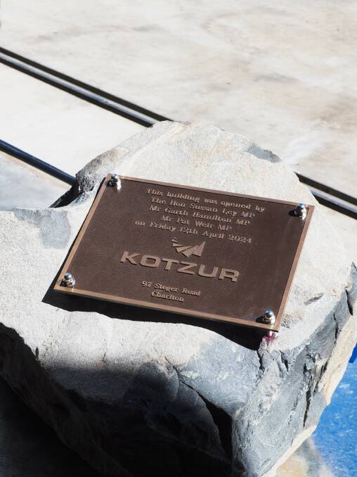 A plaque unveiled during the opening ceremony of Kotzur's new factory. Picture supplied