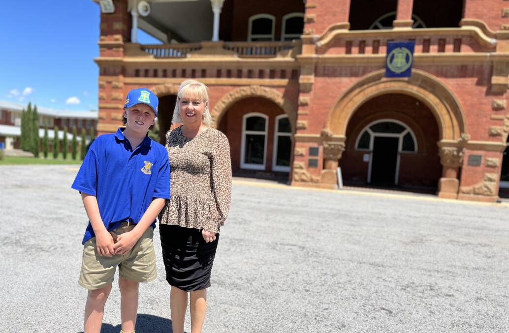 Logan McFadyen, pictured with Yanco Agricultural High School principal Marni Milne, is a fourth generation student. Picture by Talia Pattison