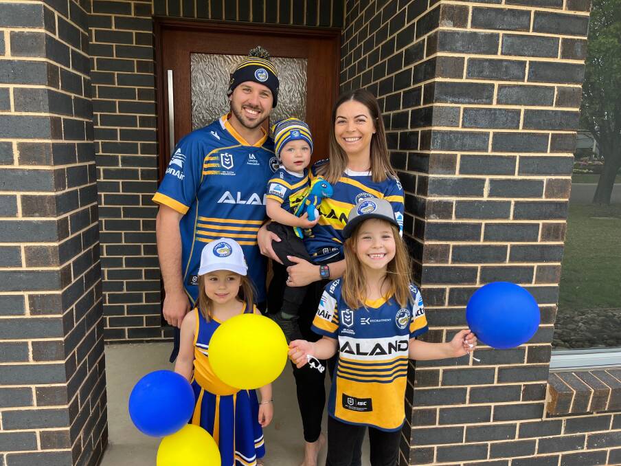 The Berghofer family Dan, Jack, Nat, Scarlett and Indi are hoping Parramatta will finally secure a grand final win on Sunday. Photo by Talia Pattison