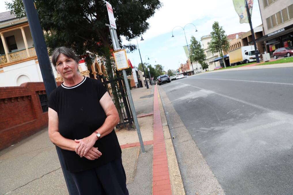 PARKING PAIN: Wagga Ratepayers Association Lynne Bodell was one unhappy driver when caught parking in a recently changed bus zone that was still marked with parking bay lines. Picture: Emma Hillier 