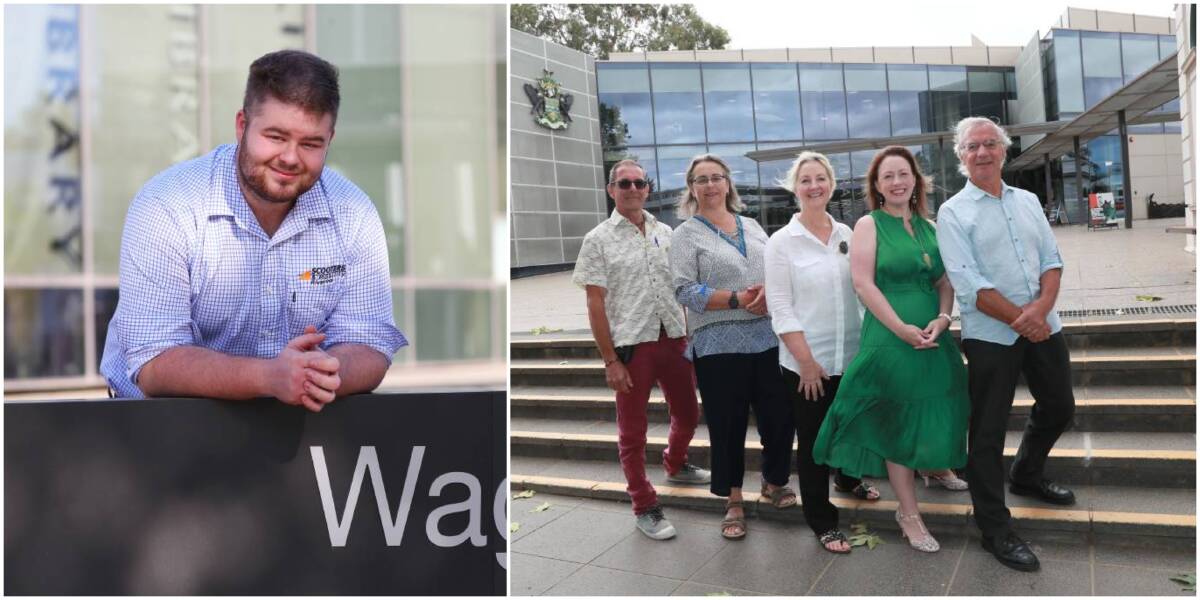 Wagga council candidates Jacob O'Hare and the Greens ticket members announced they were running for council before the coronavirus crisis. Pictures: Emma Hillier and Les Smith