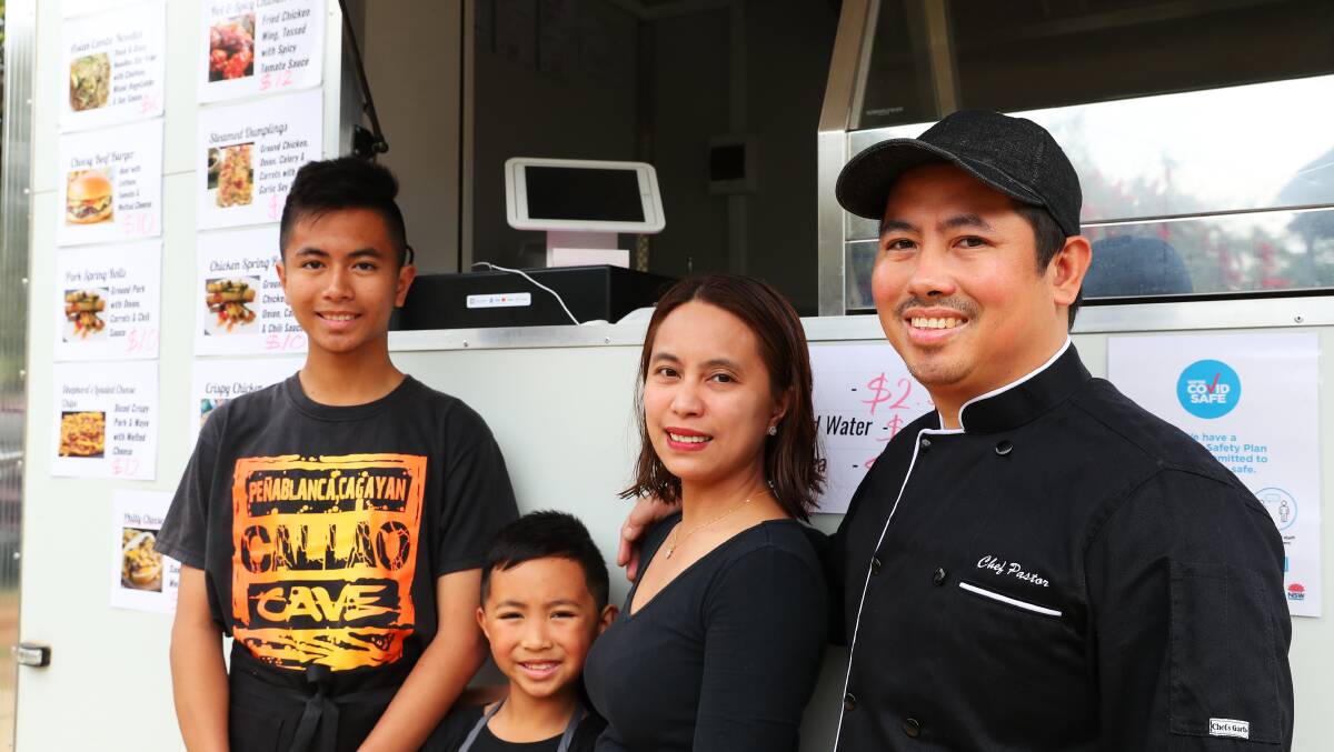 Pierre, Joz, Maricel and Lito Pastor standing outside their family's new food truck Shepherd's Hub. Picture: Emma Hillier 