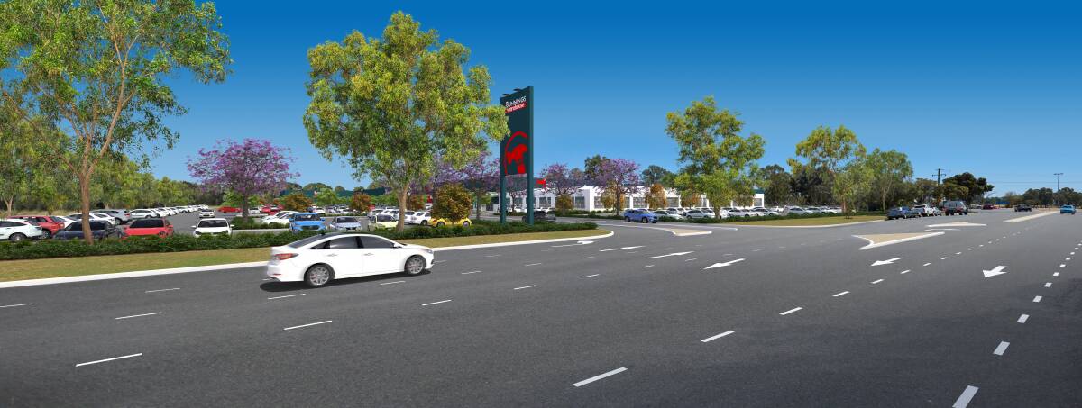 OUT FOR OPINION: An artist's impression of the proposed Bunnings warehouse planning to relocate its Wagga store. The photo shows one of the customers' entry and exit points via Pearson Street. Picture: Bunnings Warehouse