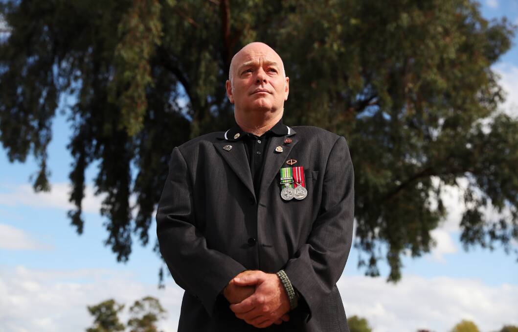 TIME TO REFLECT: Somalia veteran Greg Seymour, of Wagga, reflecting on the service and sacrifices made by all defence personnel. Picture: Emma Hillier