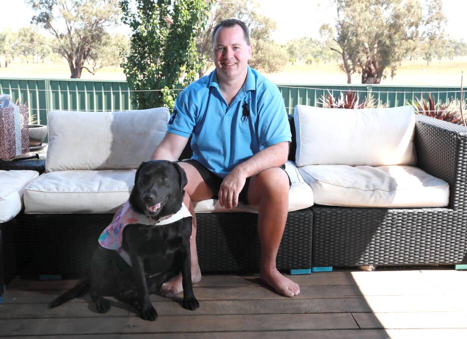 Wagga veteran Nathan Dean with his support dog. Picture: Les Smith.