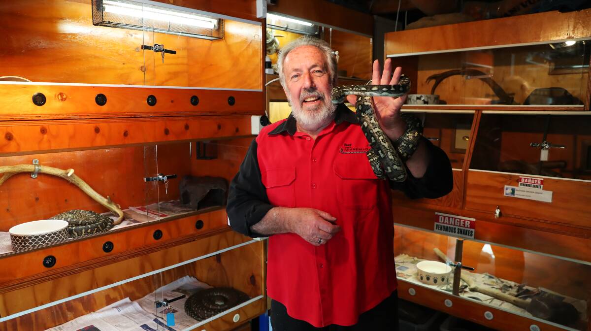 ON ALERT: Wagga snake-catcher Tony 'The Snakeman' Davis anticipates more snake sightings ahead. Picture: Emma Hillier 