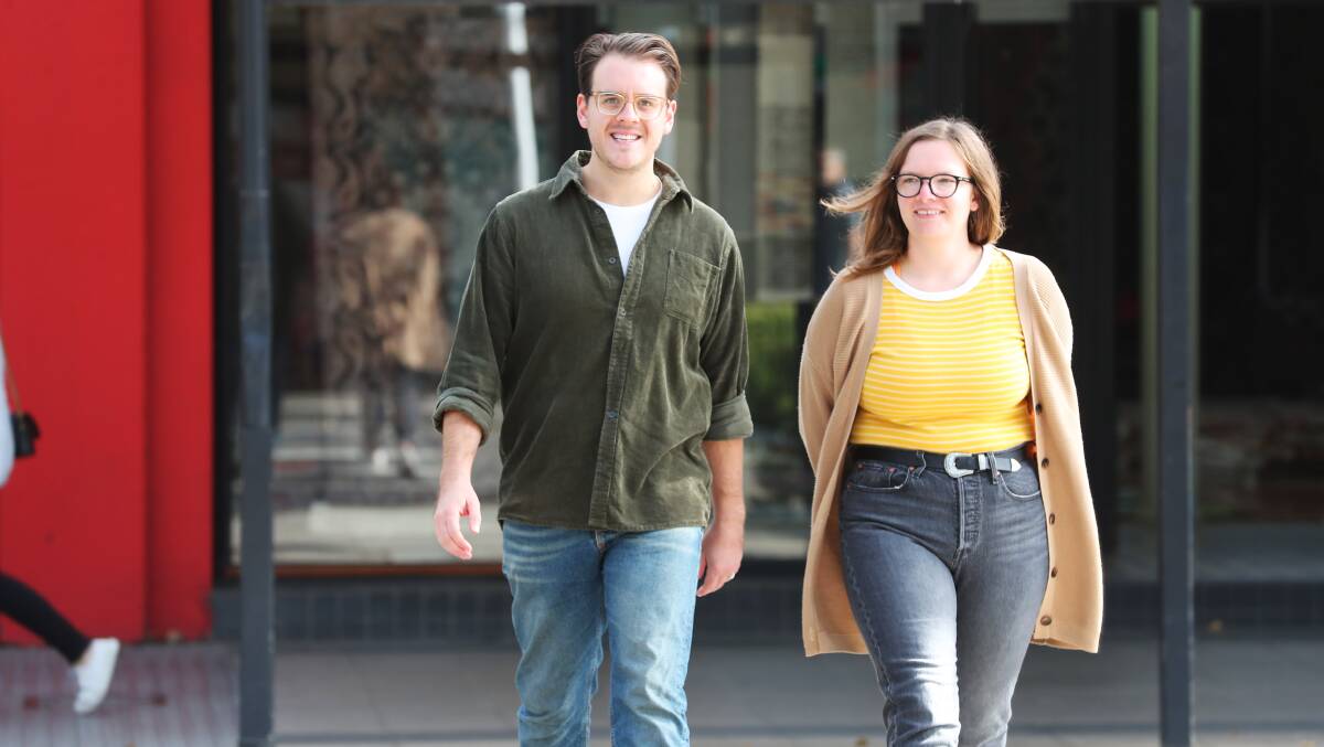 Kate Allman and James Farley are interested in participating in the Eastern Riverina Arts initiative to activate empty shopfronts in Wagga's CBD. Picture: Emma Hillier