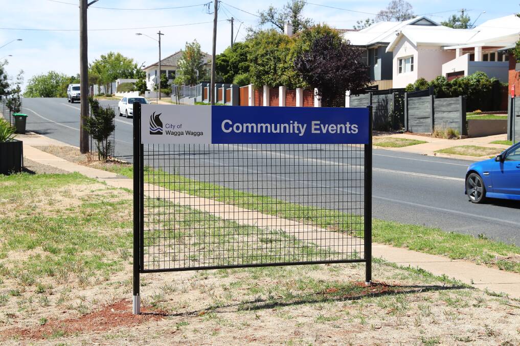 Wagga City Council erected eight community events signs throughout the city. Picture: Emma Hillier