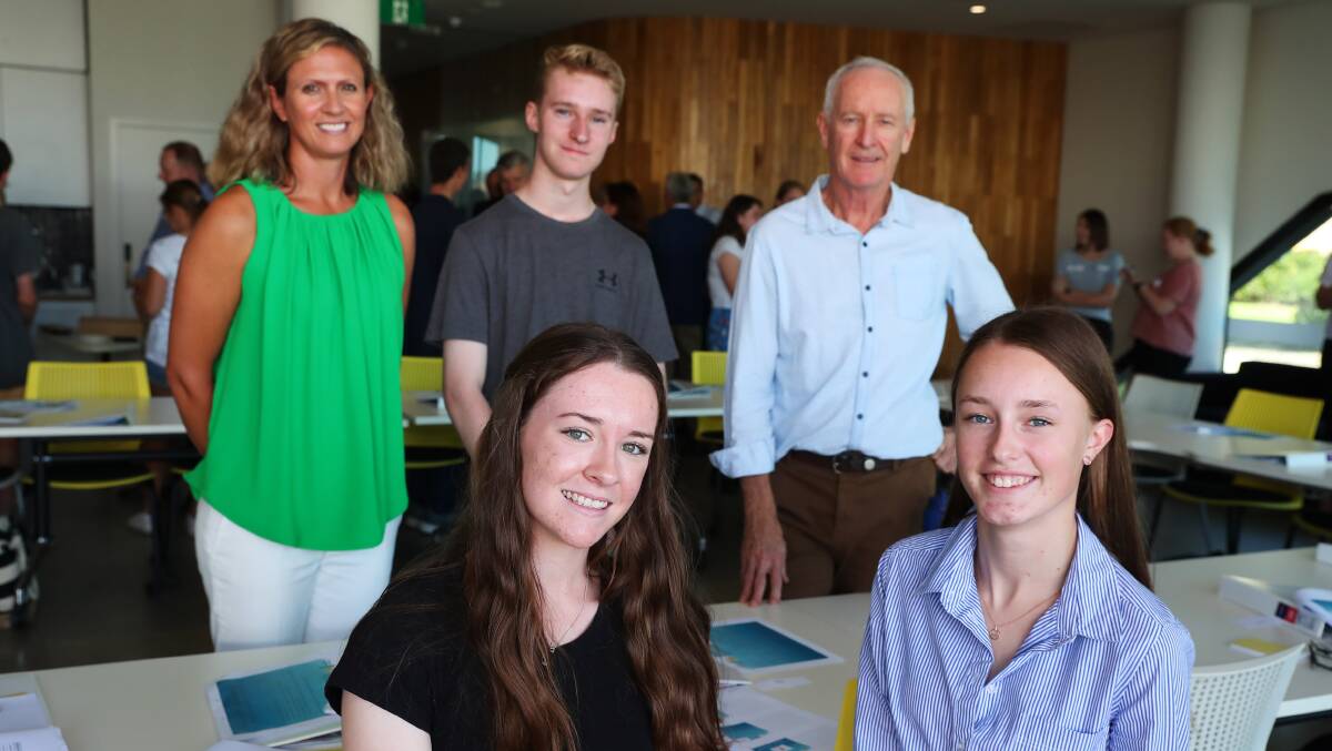 Kooringal High School student Chloe Hinds 16, TRAC student Charlotte Wickson 16 (front) and facilitator Bernadette Priest with Kildare Catholic College student Patrick Campbell 17, and fellow facilitator Chris Fitzpatrick. Picture: Emma Hillier