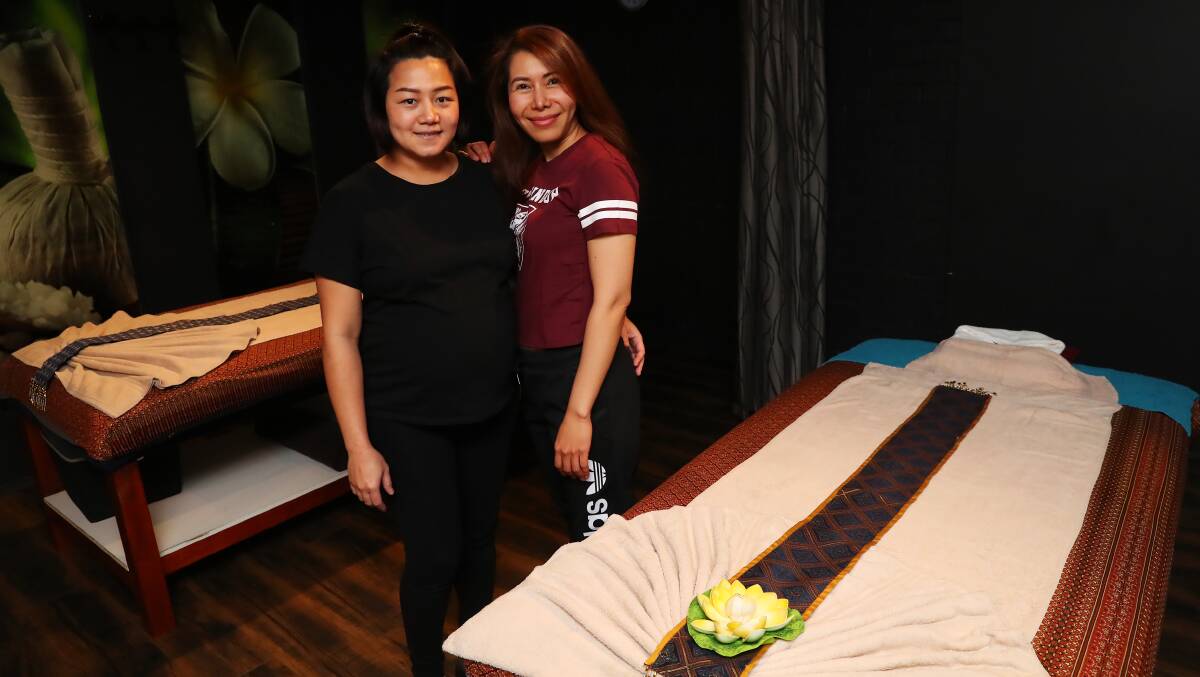Tammy's Thai Massage owner Tammy Yota and employee Julie Khansorn ready to reopen the store on Monday. Picture: Emma Hillier
