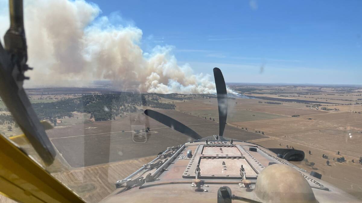 FROM ABOVE: An aerial shot of the Hancocks Lane grass fire near Wagga. Picture: NSW RFS