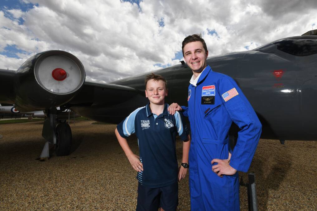 Lachlan Bruce, who hopes to go to Space Camp next year, with Matthew Redway, who has returned with many stories to tell. 