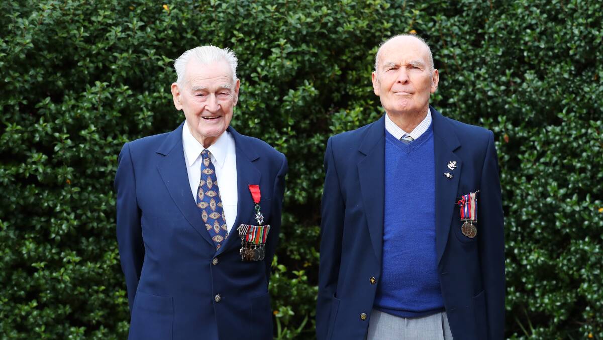 REMEMBER WHEN: Wagga's veterans of World War II Bert Adams and Monro Preuss will receive medallions for their service on the 75th anniversary of the end of the war. Picture: Emma Hillier 