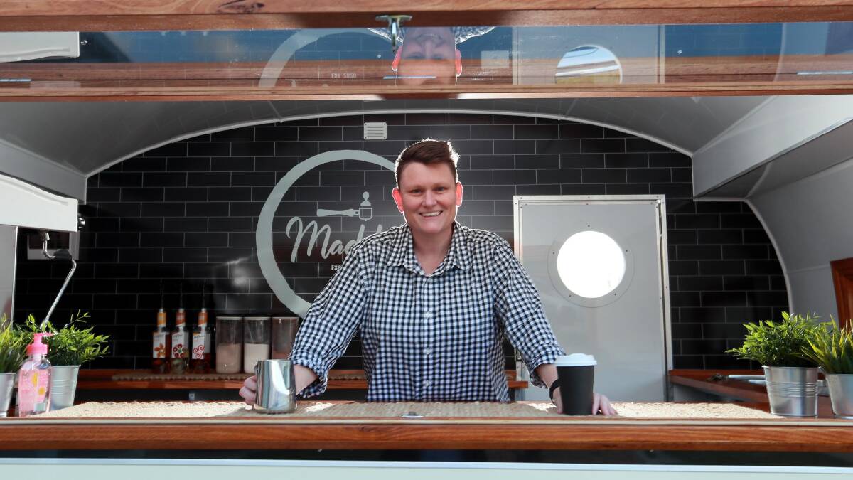 FILLING A GAP: Maddish coffee owner Shannon Curtis gets out and about, pouring cups of coffee in suburbs without cafes. Picture: Les Smith