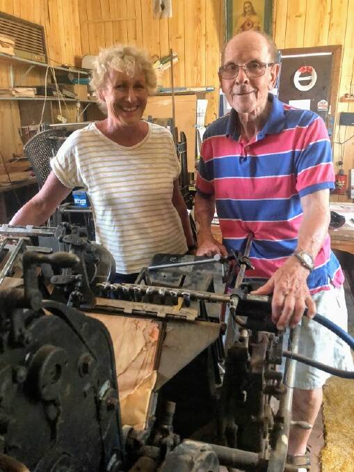 Back Roads presenter Heather Ewart catches up with Pat O'Sullivan from the Hillston Spectator. Picture: Supplied