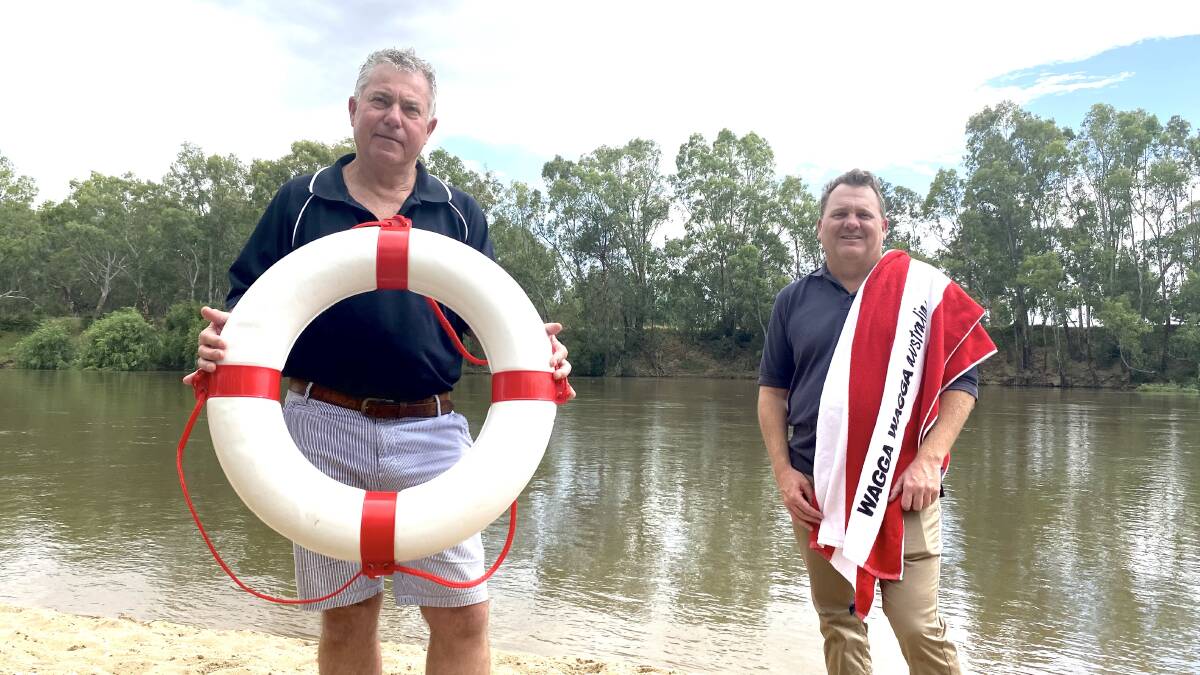 SAFETY FIRST: Royal Life Saving NSW's Mick Dasey and council's Peter Cook launch a new river safety program. Picture: Daina Oliver 