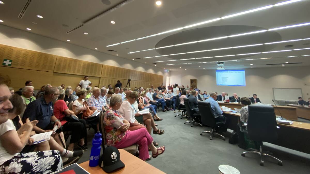 Wagga residents fill the council chambers at Monday night's meeting. Picture: Daina Oliver