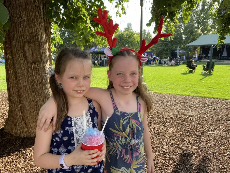 Wagga twins Madelyn and Darcy Stewart ready to sing at tonight's Christmas carols. Picture: Daina Oliver