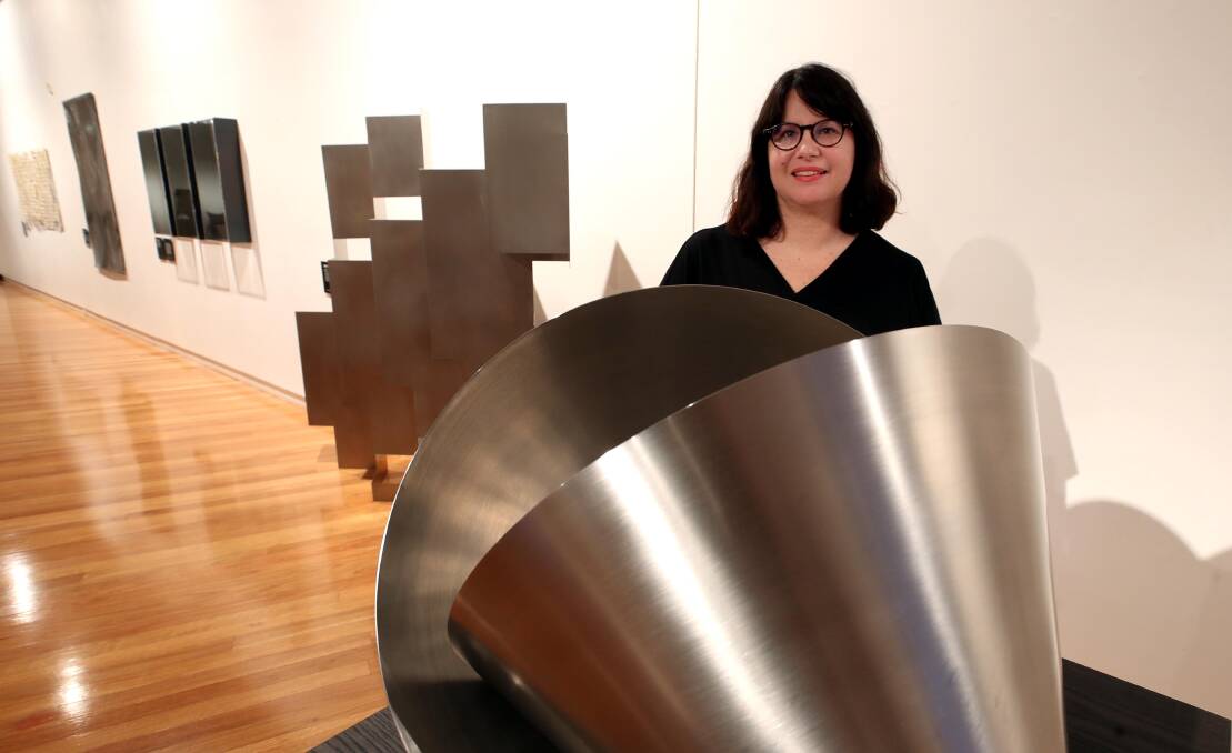 NEW SHOWINGS: Wagga Art Gallery director Caroline Geraghty in one of the seven new exhibitions at the gallery. Picture: Les Smith