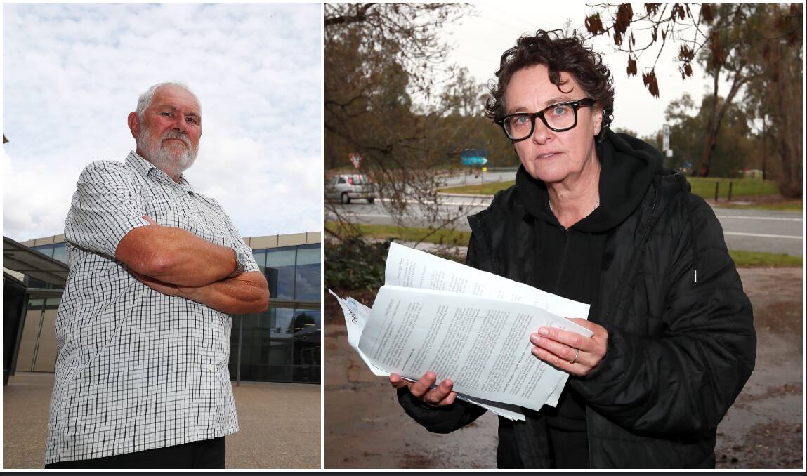 Wagga councillor Rod Kendall, left, North Wagga Residents' Association treasurer Fiona Ziff, right. 