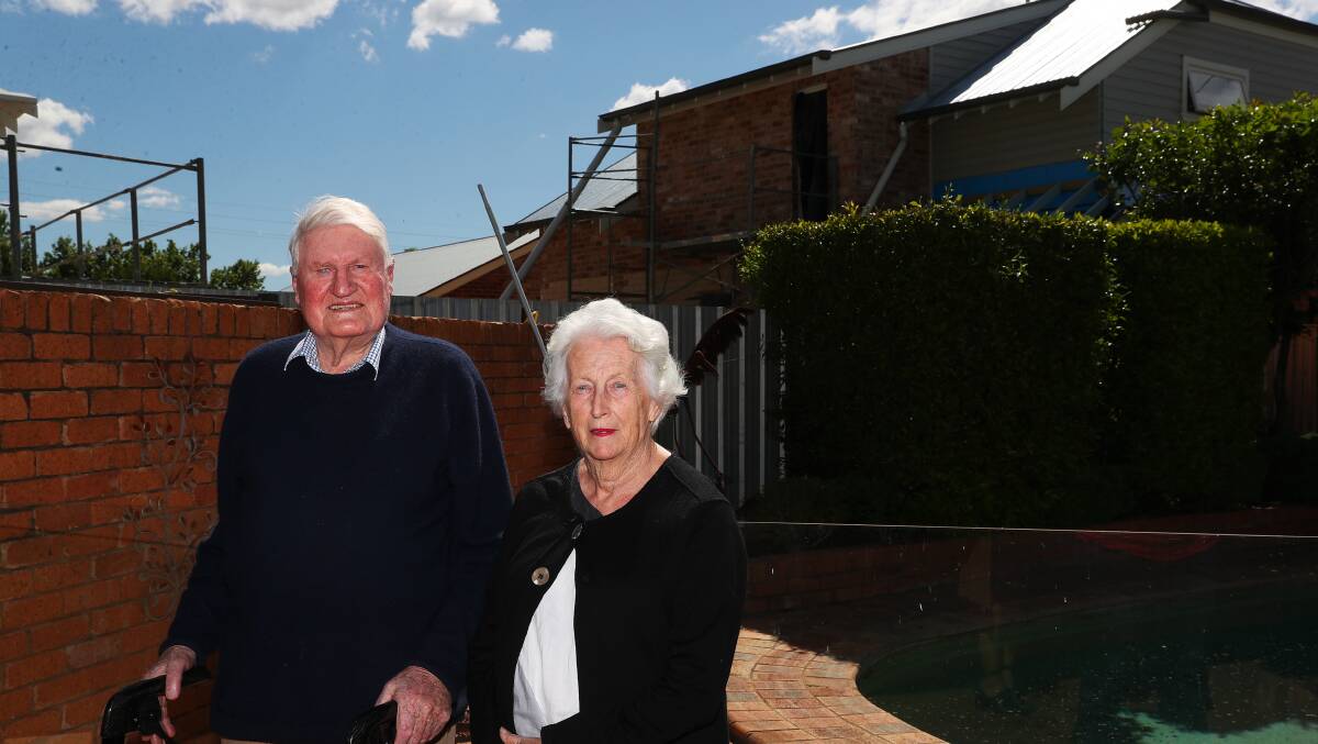 LOSS OF PRIVACY: Kevin and Gabrielle Roche in the backyard of their Cooedong Lane property where their future neighbours of the two-storey development next door will have a full view of their garden. Picture: Emma Hillier 