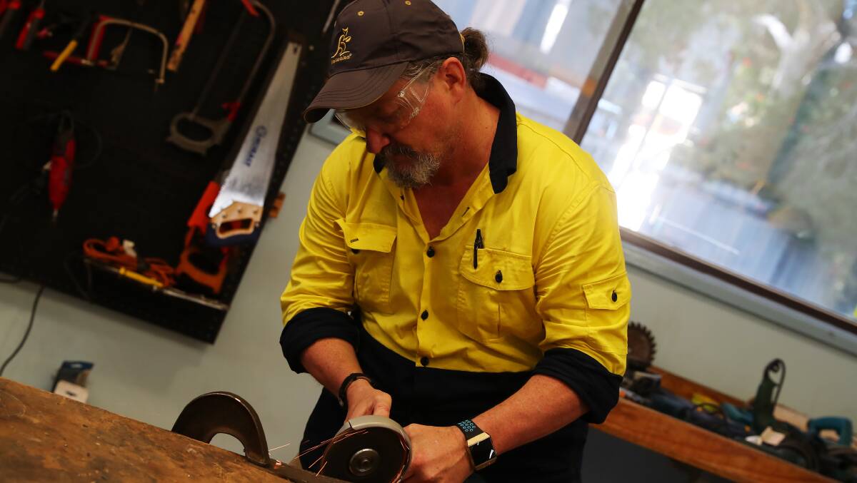 Wagga veteran Craig Cutting at the defence shed in Wagga. Picture: Emma Hillier