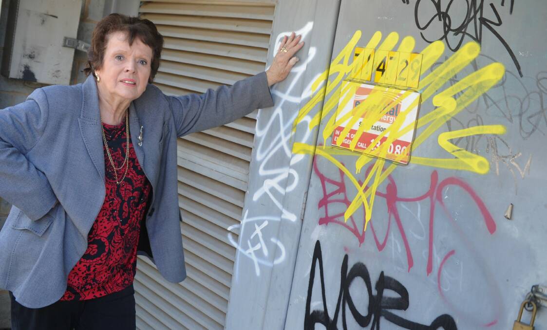 DISGUSTED: Wagga councillor Yvonne Braid is leading a charge against graffiti this weekend. Picture: Daina Oliver