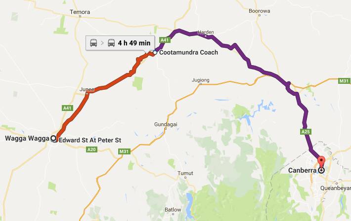 Passengers will be forced to detour hours through Yass after Greyhounds Australia cancelled their bus service from Wagga to Canberra.