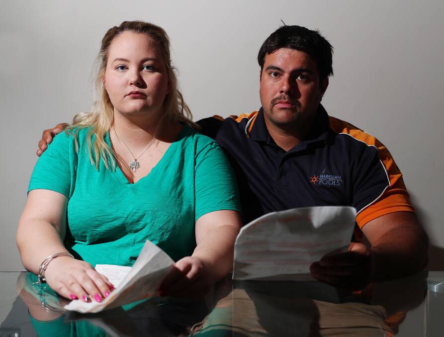 Brooke Jacobson and her husband Shane Jacobson received power bills totalling more than $2600. Picture: Kieren L.Tilly