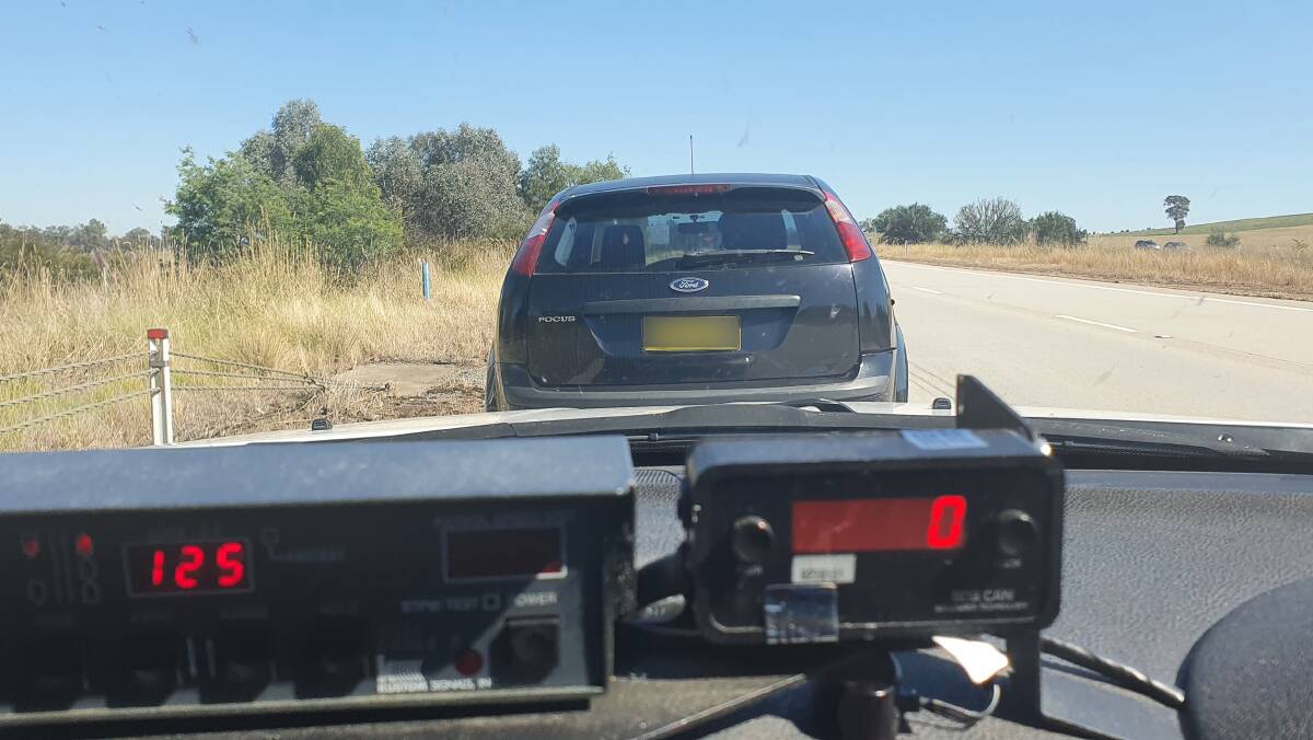 This Ford Focus hatch was detected at 30km/h over the speed limit on the Hume. Picture: NSW POLICE