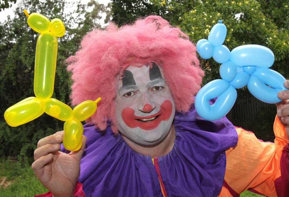 Paul Lockley, also known as Mr Jellybeans, says the creepy clown fad is having an impact on genuine fun-loving clowns. Picture: Les Smith