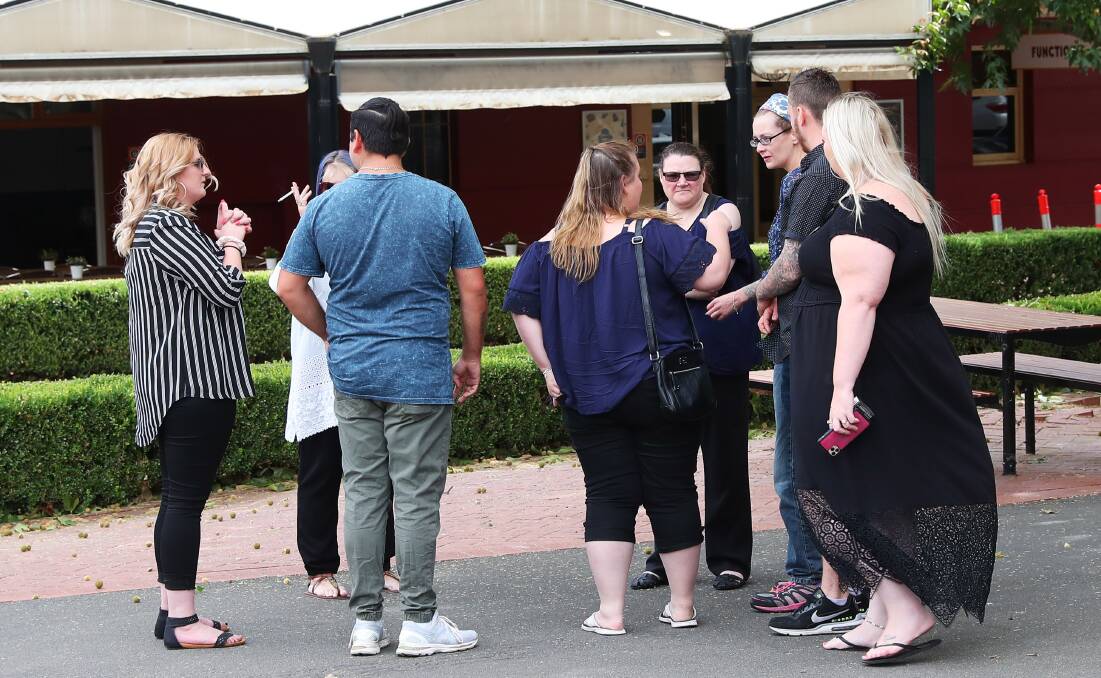 Family and friends of Allecha Boyd gather outside the Wagga courthouse after the sentencing. Picture: Emma Hillier